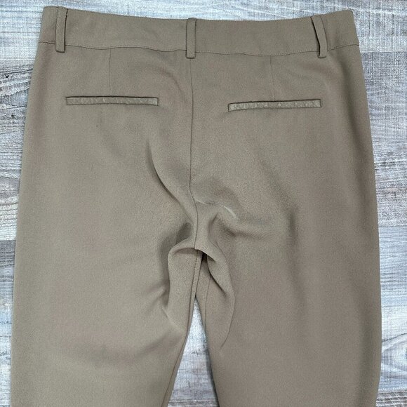VINCE. Women's Size 6 Asymmetric Harem Trousers Leather Trim Brown Taupe - Picture 10 of 16